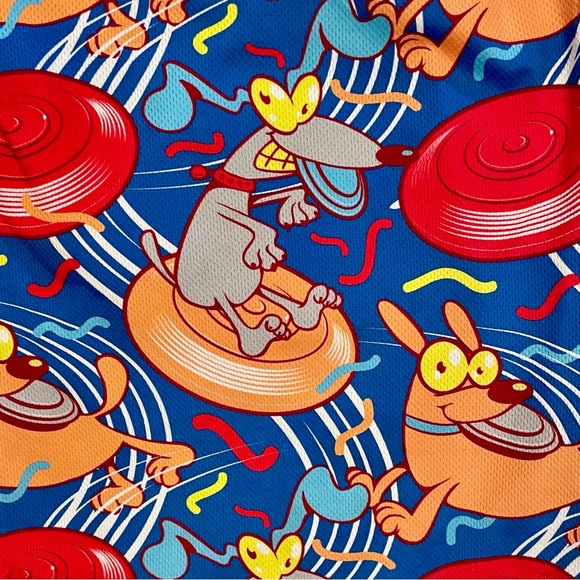 Flow Society Lacrosse Shorts Boys XL Frisbee Dogs Attack Lax Summer Red Blue - Picture 3 of 5